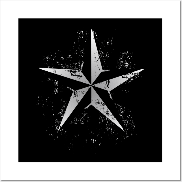 Nautical Star - Grunge Grey Wall Art by MellowGroove